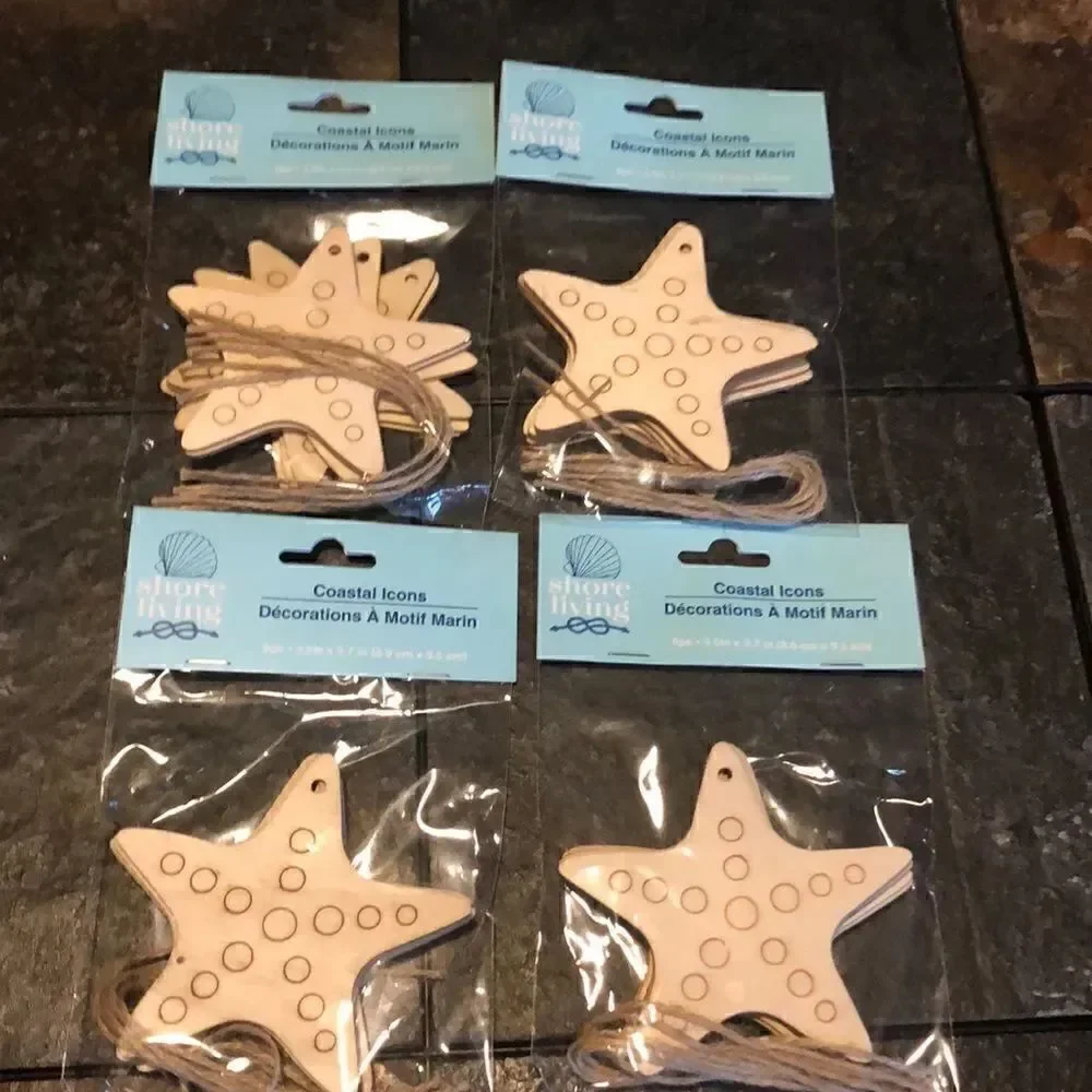 Shore Living wood cut out starfish crafting icons pck of 6 x 4